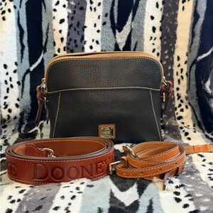 Dooney & Bourke Black Pebbled Leather Cameron with RARE guitar strap